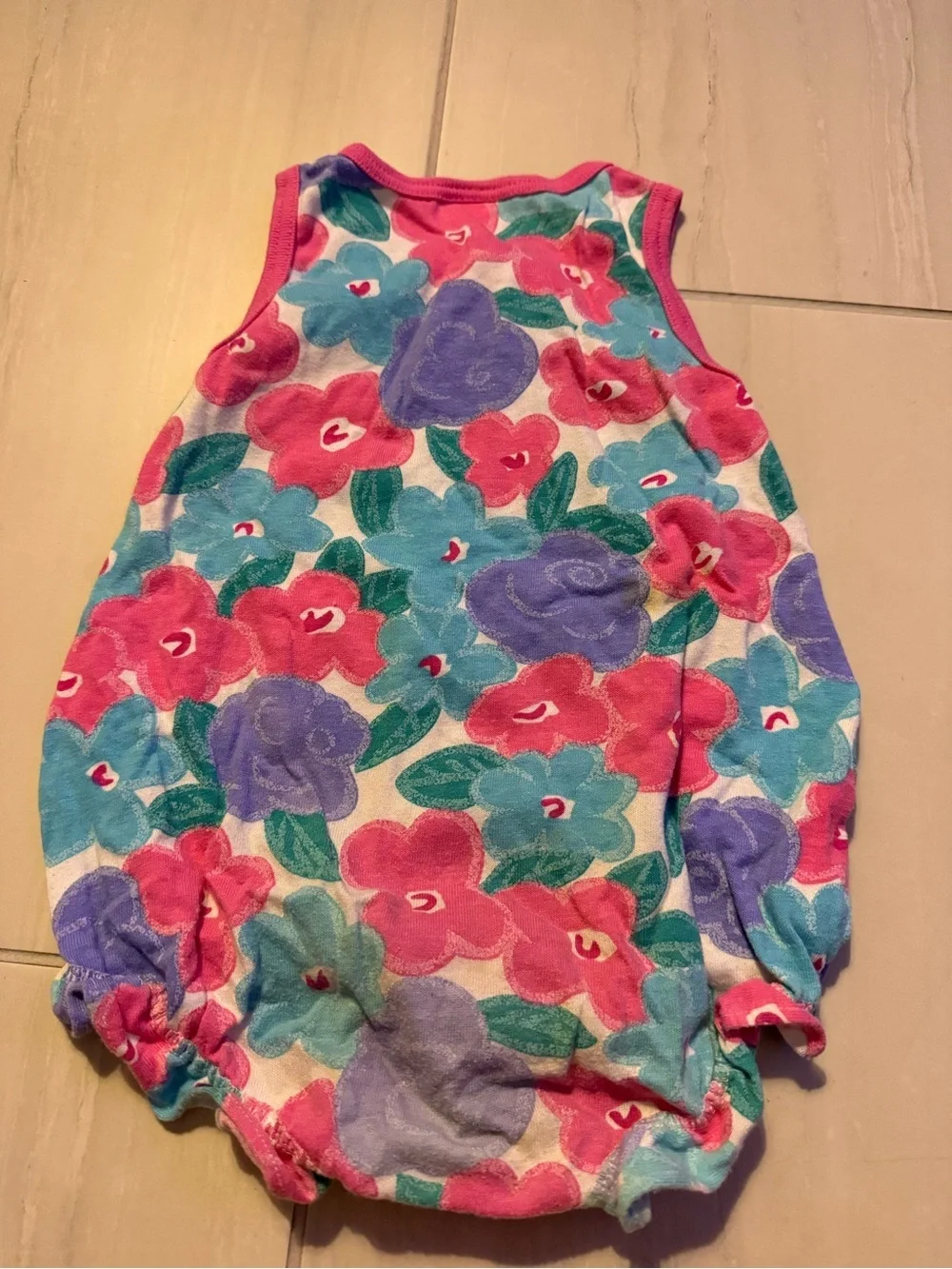 Vintage 90s Carters Girls Sleeveless One Piece Floral 24 Months Made In USA